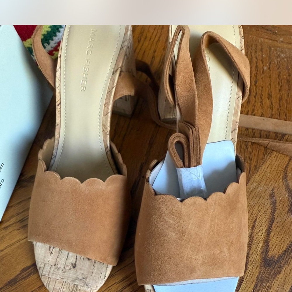 Marc Fisher Tan Suede Wedge Sandals